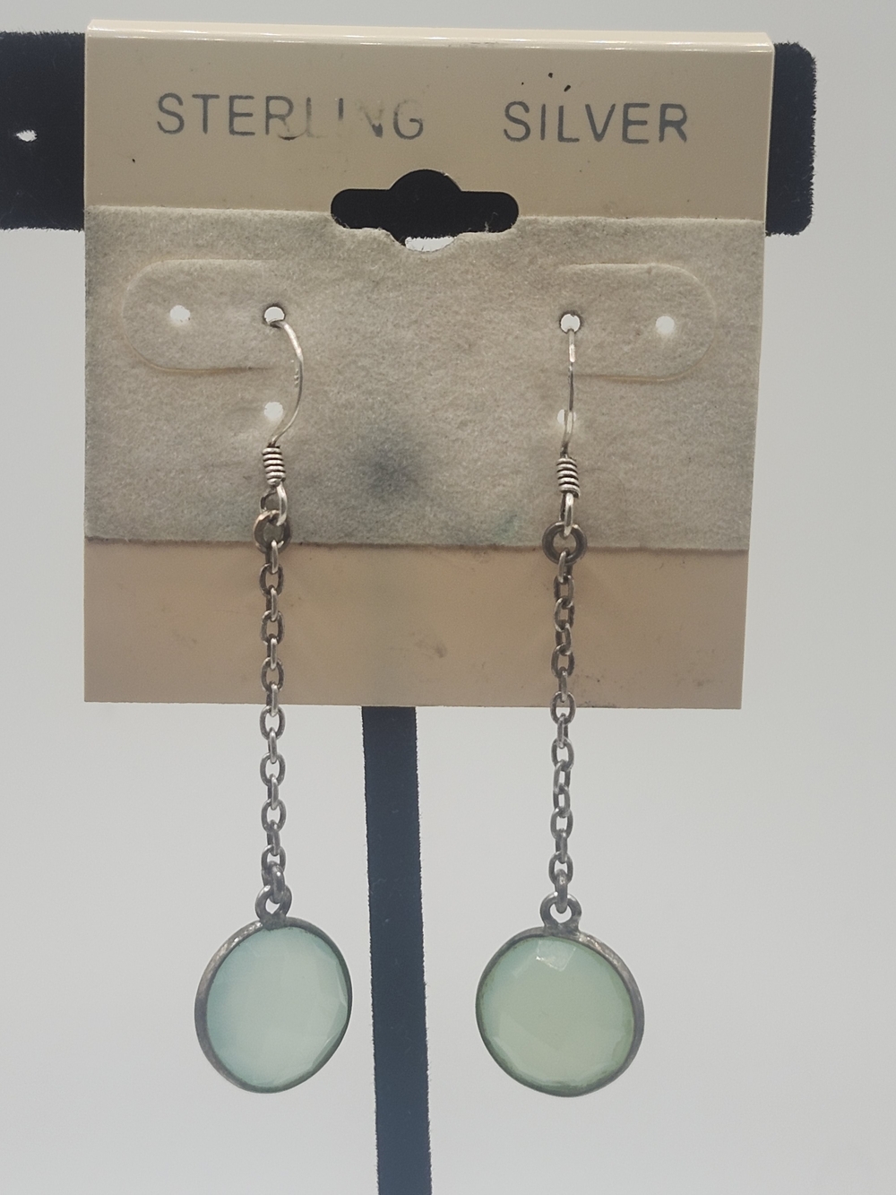 Aqua Sterling Dangle Earrings